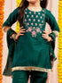 Girl's' Green Kurta Pyjama And Dupatta Set.